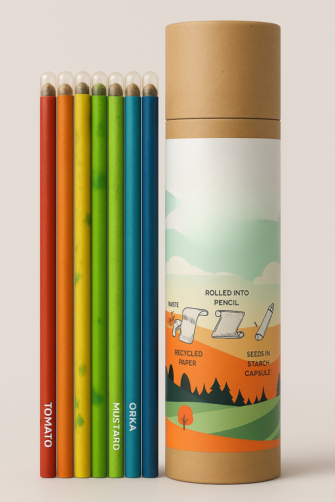[E-COM00000003] Plantable Seed Recycled Paper Pencil -Set of 12