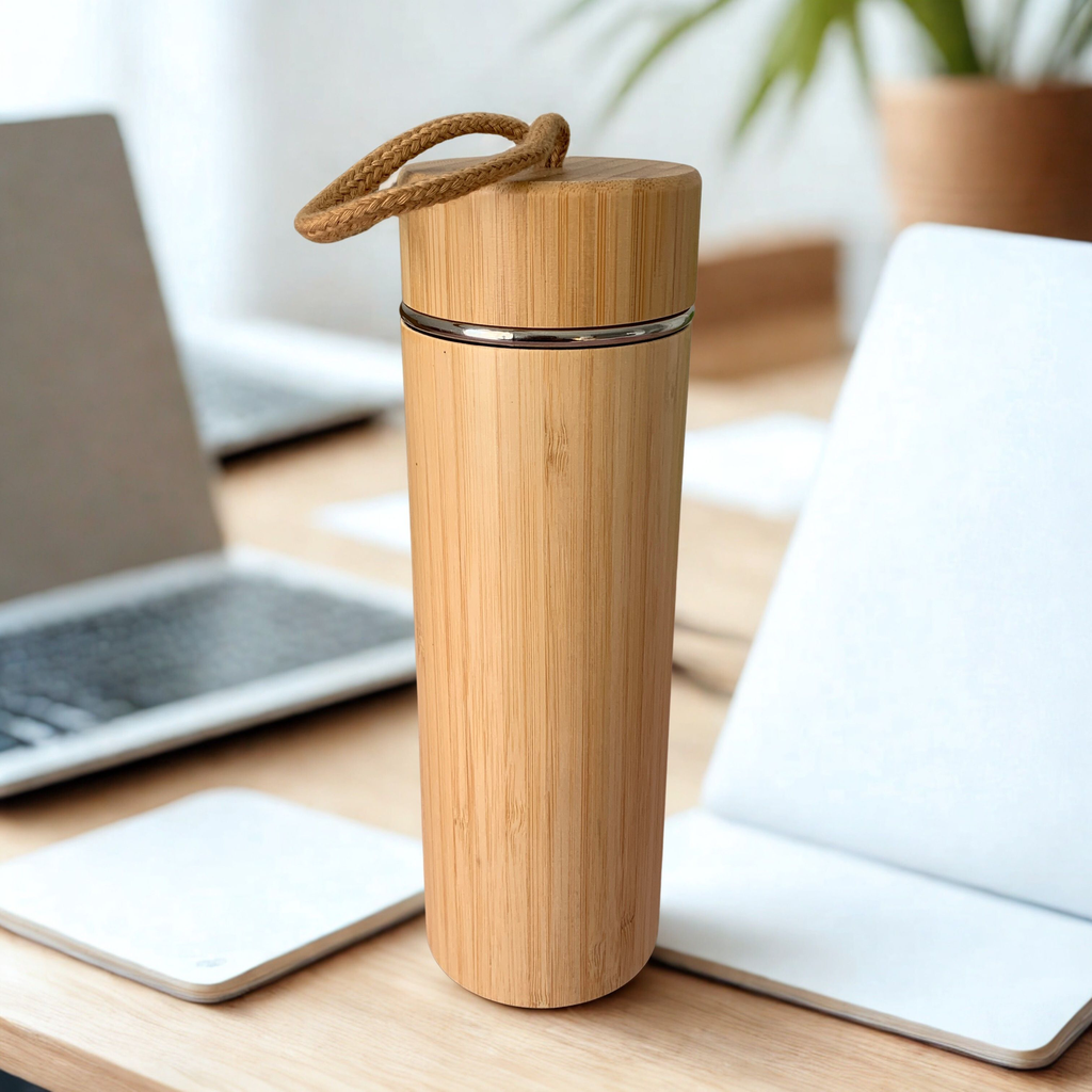 [E-COM00000061] Bamboo Bottle with Rope Holder