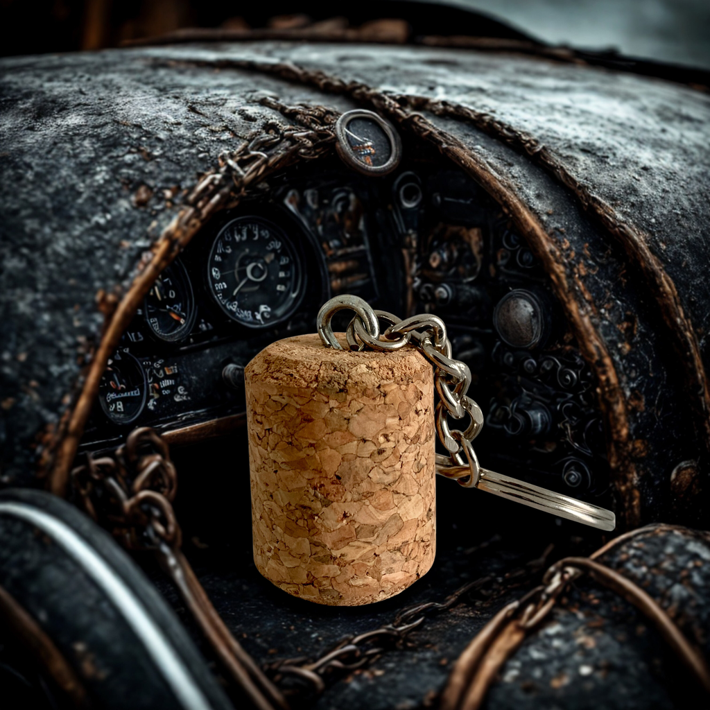 [E-COM00000075] Cork Block Round KeyChain