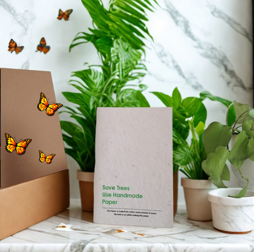 [E-COM00000091] Handmade Paper Notebook (Softbound) with Seed Cover