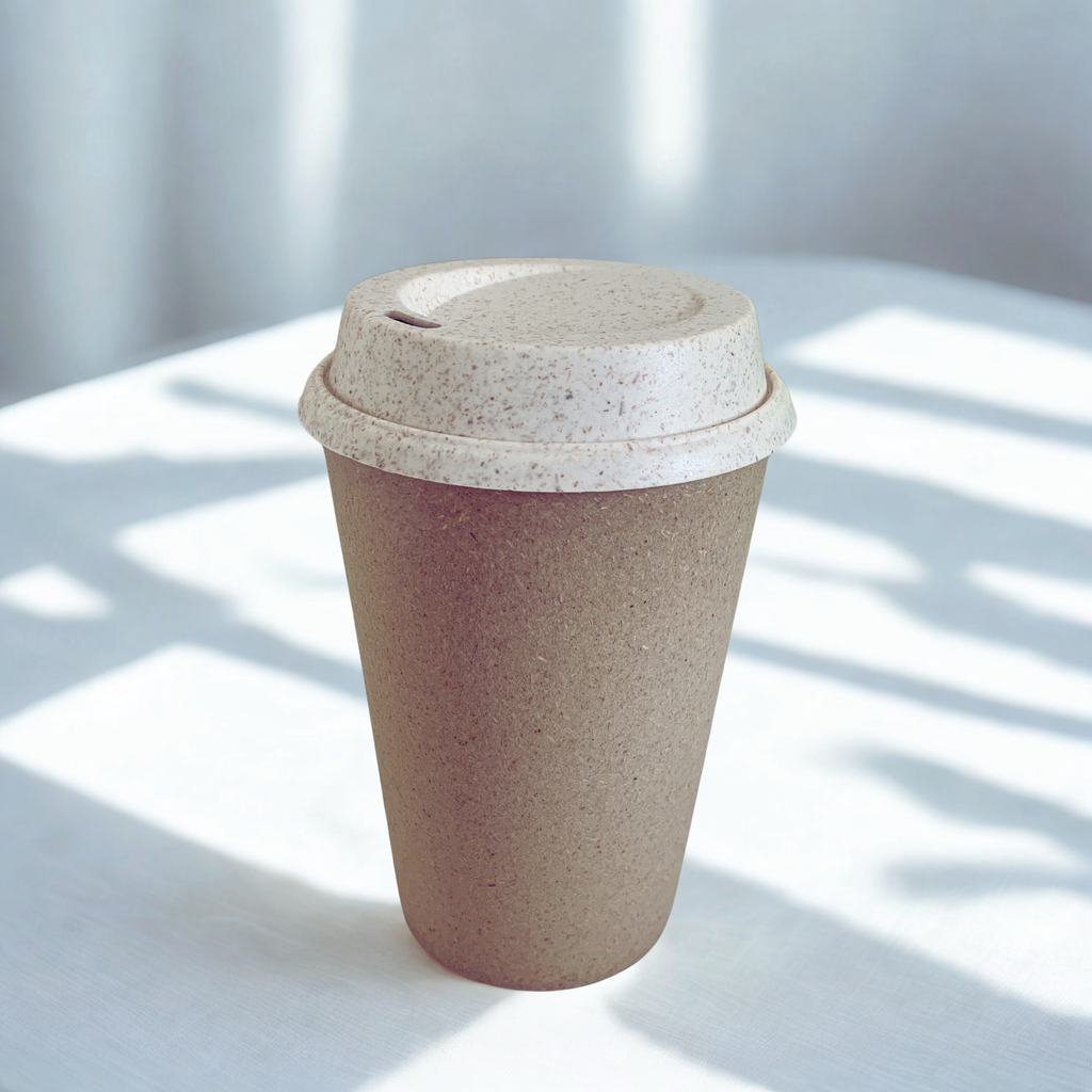 Rice Husk Sipper glass with lid - 4 in - 240 ml (Coral Grey)