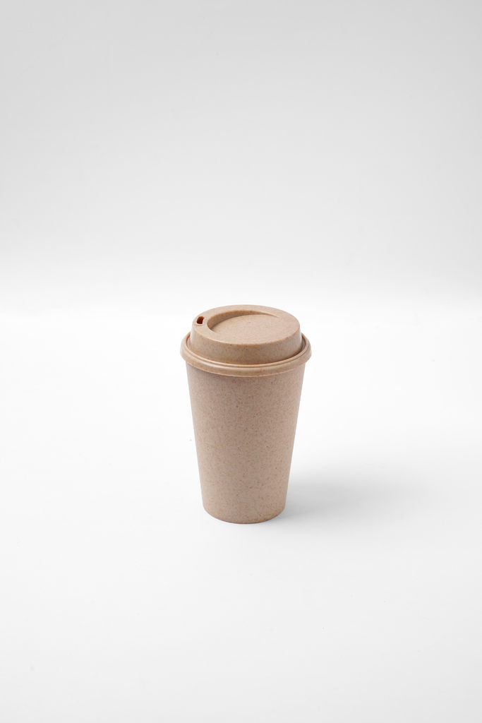 Rice Husk Sipper glass with lid - 5 in - 360 ml (Coral Grey)